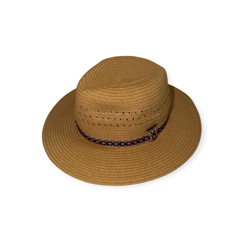 Eddie Bauer Panama Packable Straw Sun Hat, Women’s Size S/M, Colorful Band